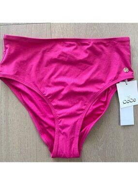 NWT CeCe High-Waisted Bikini Bottoms Hot Pink Size S